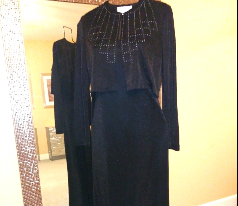 Evening dress with short jacket.